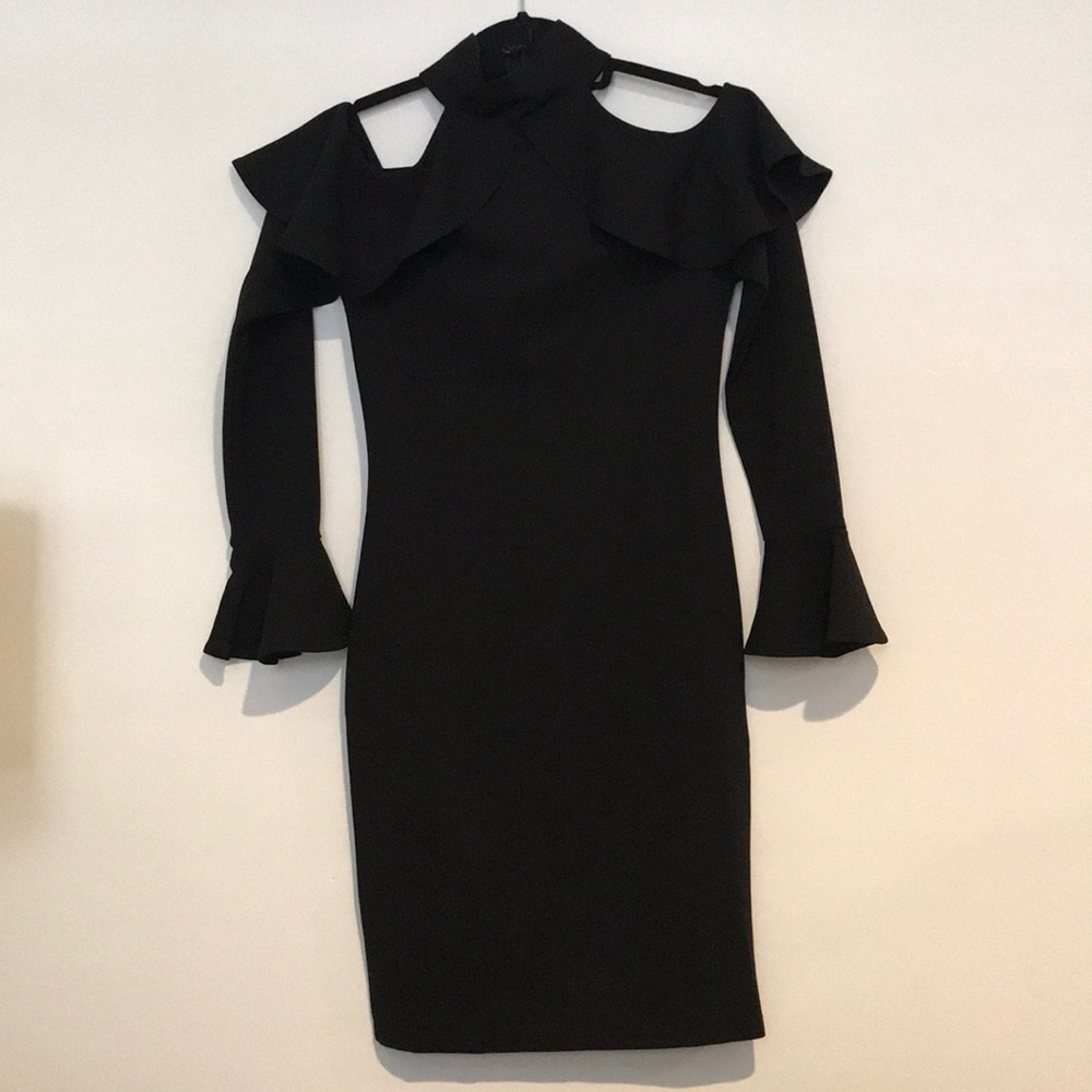 Selfie Leslie long sleeve cut out shoulder dress